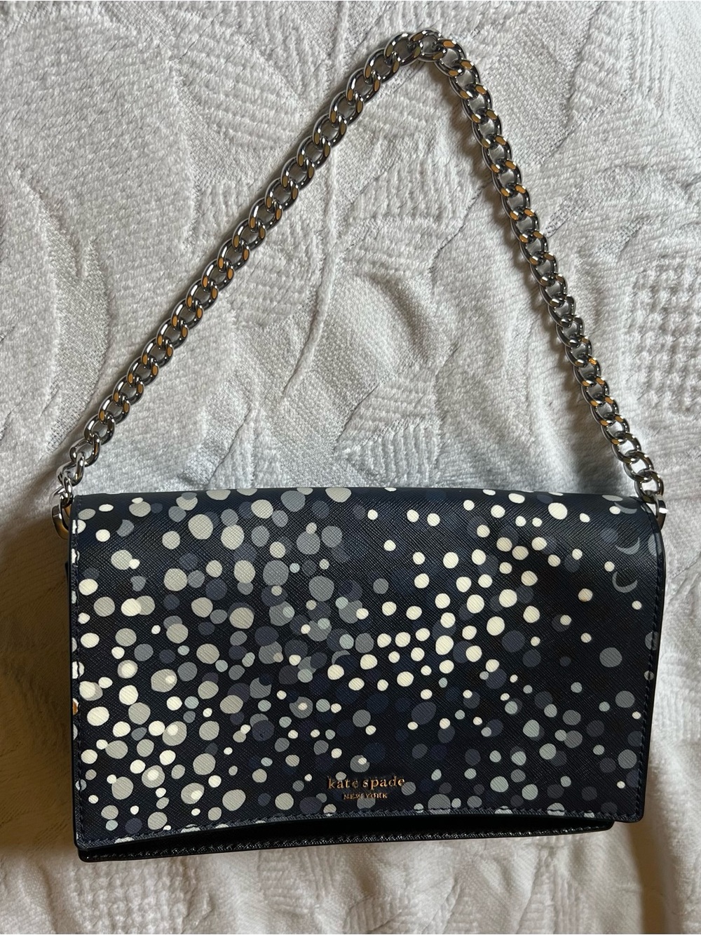 kate spade Black and White Polka Dot Chain Shoulder Bag